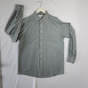 Roundtree & Yorke Dillards Gold Label Dress Shirt, Green White Stripe, 16.5 / 35